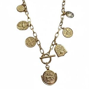 Gold Coin Charm Link Necklace - Women Jewelry